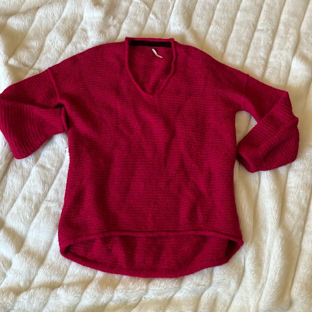 Free People Raspberry All Mine Sweater Size Small - Picture 3 of 10